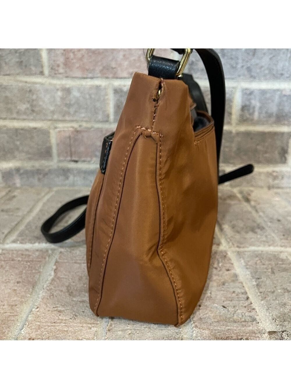 Max Studio Brown and Black Crossbody Bag with Adjustable Strap - Picture 8 of 9